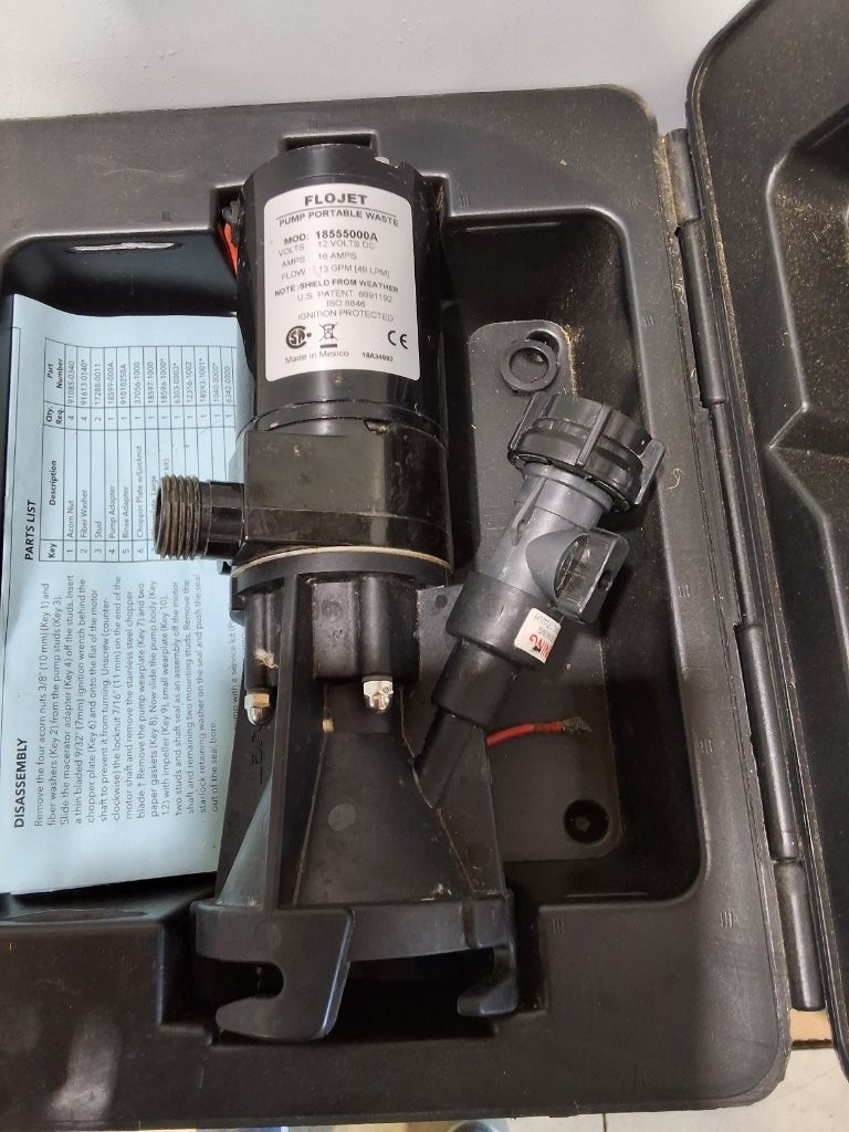 FLOJET PORTABLE RV WASTE PUMP MACERATOR 18555000 12-V IN GREAT USED CONDITION