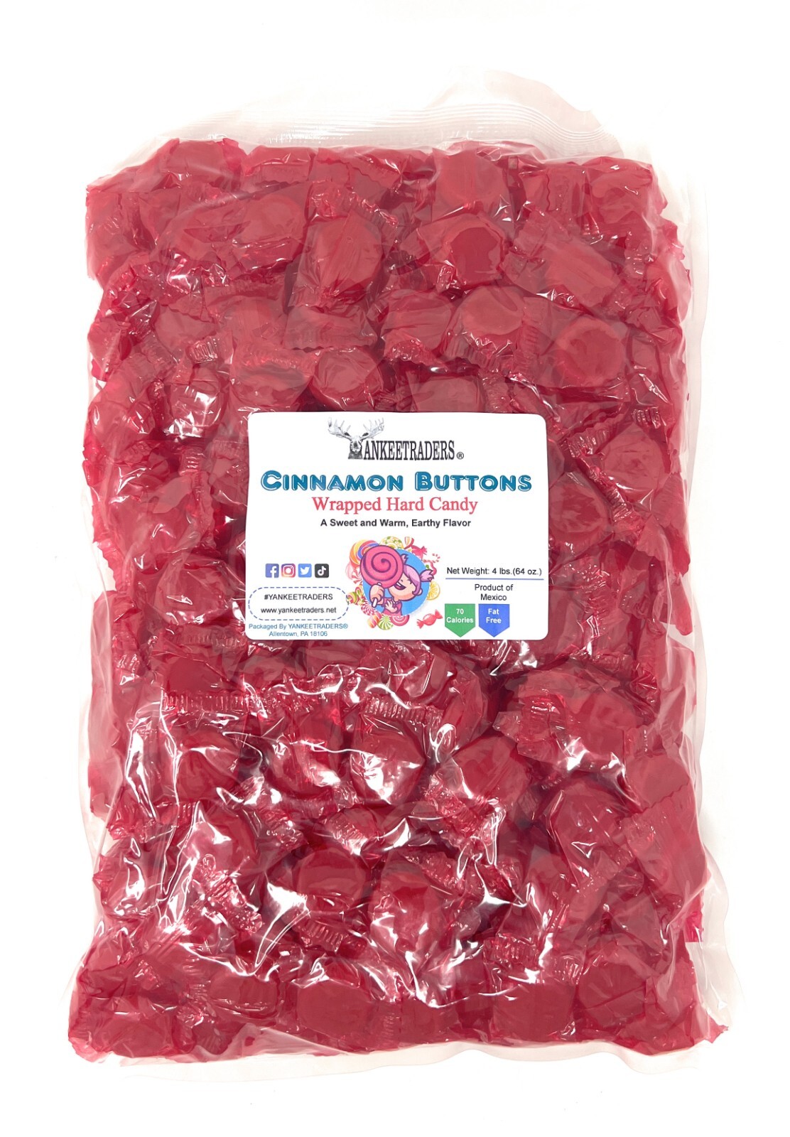 Cinnamon Discs Hard Candy, 4 lbs. ~ YANKEETRADERS® Brand ~ 