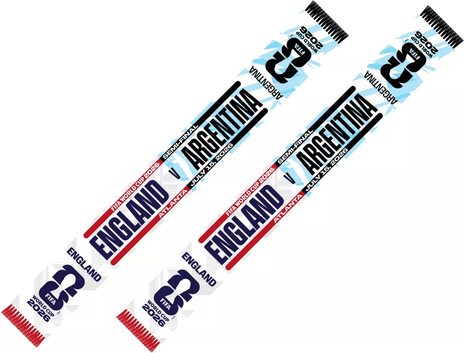 Official England VS Argentina 2026 FIFA World Cup Matchup Scarf (Pre - Order)