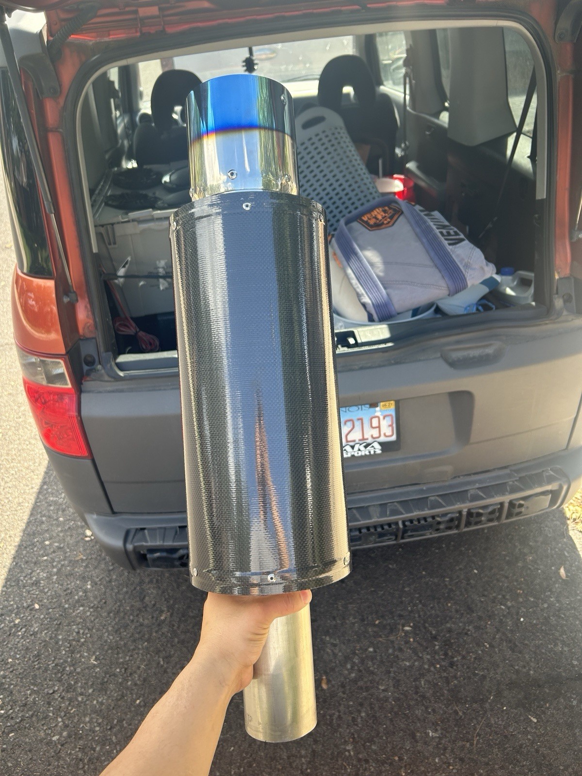 HKS Universal Carbon-Ti Muffler 75mm piping 170mm shell 120mm tip 31012-BA001 HKS Universal Carbon-Ti Muffler 75mm piping 170mm shell 120mm tip 31012-BA001