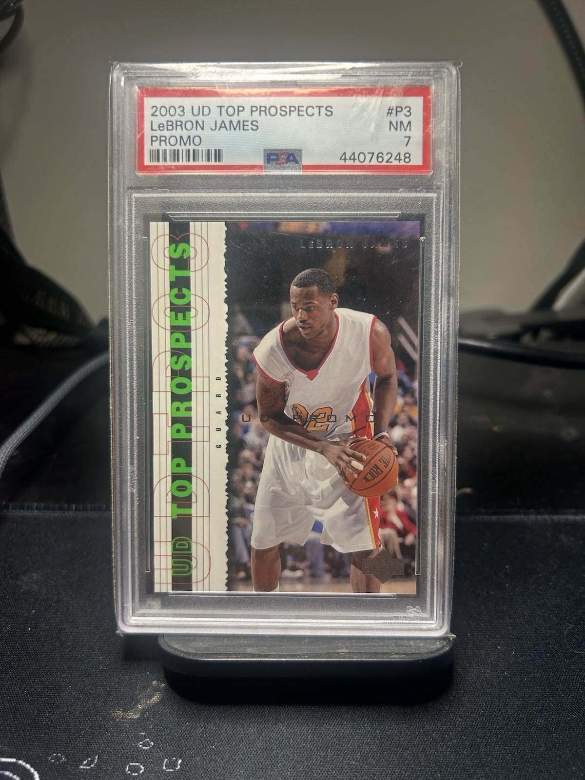 2003-04 Upper Deck LeBron James UD TOP PROSPECTS ROOKIE CAVS PSA 7 2003-04 Upper Deck LeBron James UD TOP PROSPECTS ROOKIE CAVS PSA 7