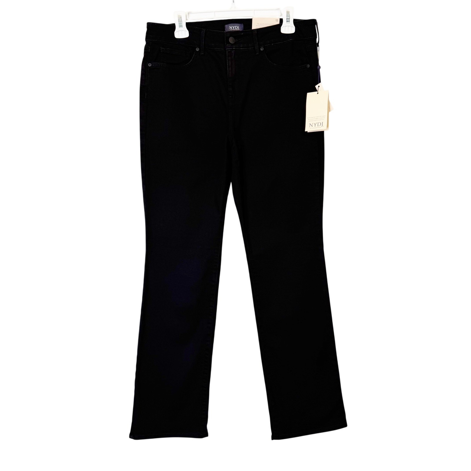 NEW NYDJ Marilyn Straight Leg Jeans Women\'s 12 Black Lift Tuck Slimming NEW NYDJ Marilyn Straight Leg Jeans Women\'s 12 Black Lift Tuck Slimming