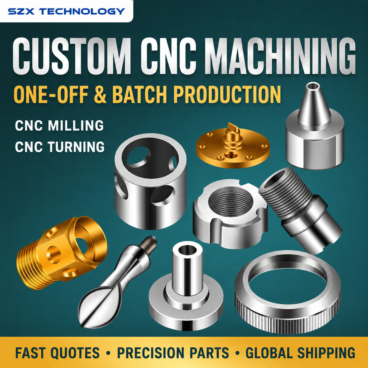 Precision CNC Milling Turning Service Custom Metal Parts Prototype & Batch