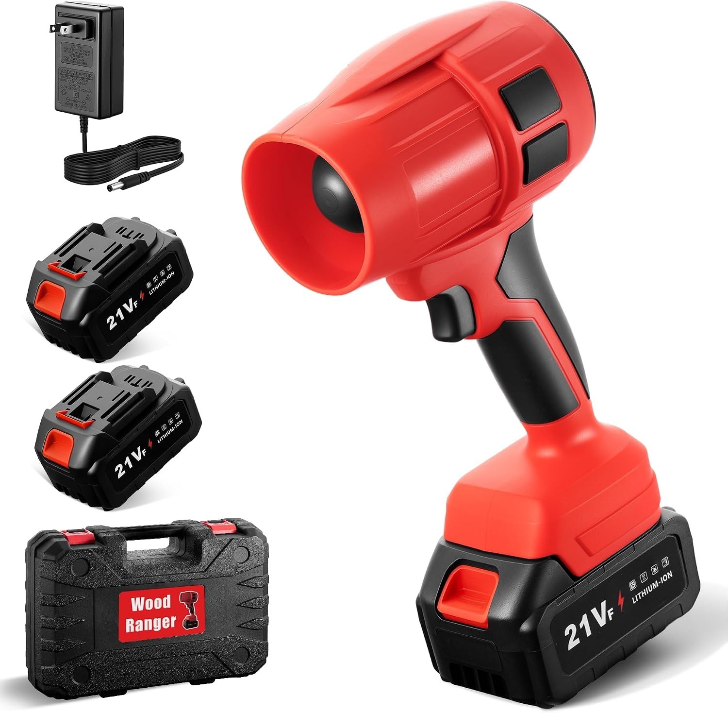 Wood Ranger Power Leaf Blower,21V Cordless Blower, 2X 4.0Ah Red