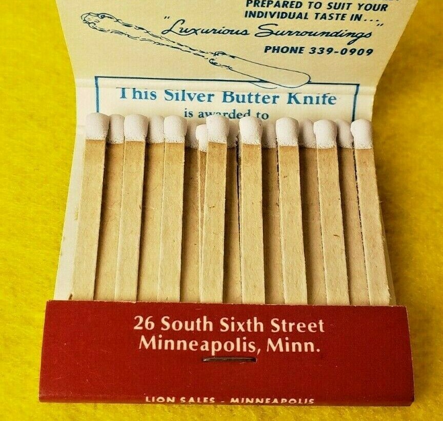 Full & Pristine Vintage Murray’s Restaurant Minneapolis MN 30 Strike Matchbook