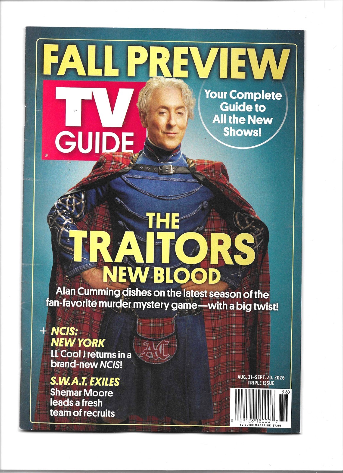 TV GUIDE-8/2026-FALL PREVIEW-COMPLETE GUIDE TO ALL THE NEW SHOWS-NO MAIL LABEL TV GUIDE-8/2026-FALL PREVIEW-COMPLETE GUIDE TO ALL THE NEW SHOWS-NO MAIL LABEL