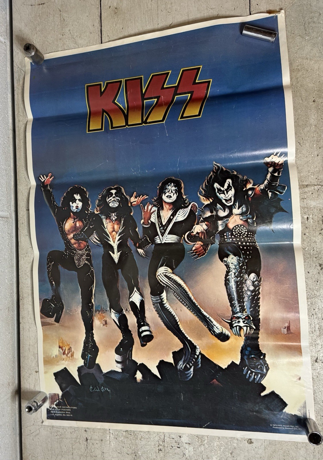 Vintage 1976 KISS Destroyer Poster Aucoin Lithograph 33”x22”