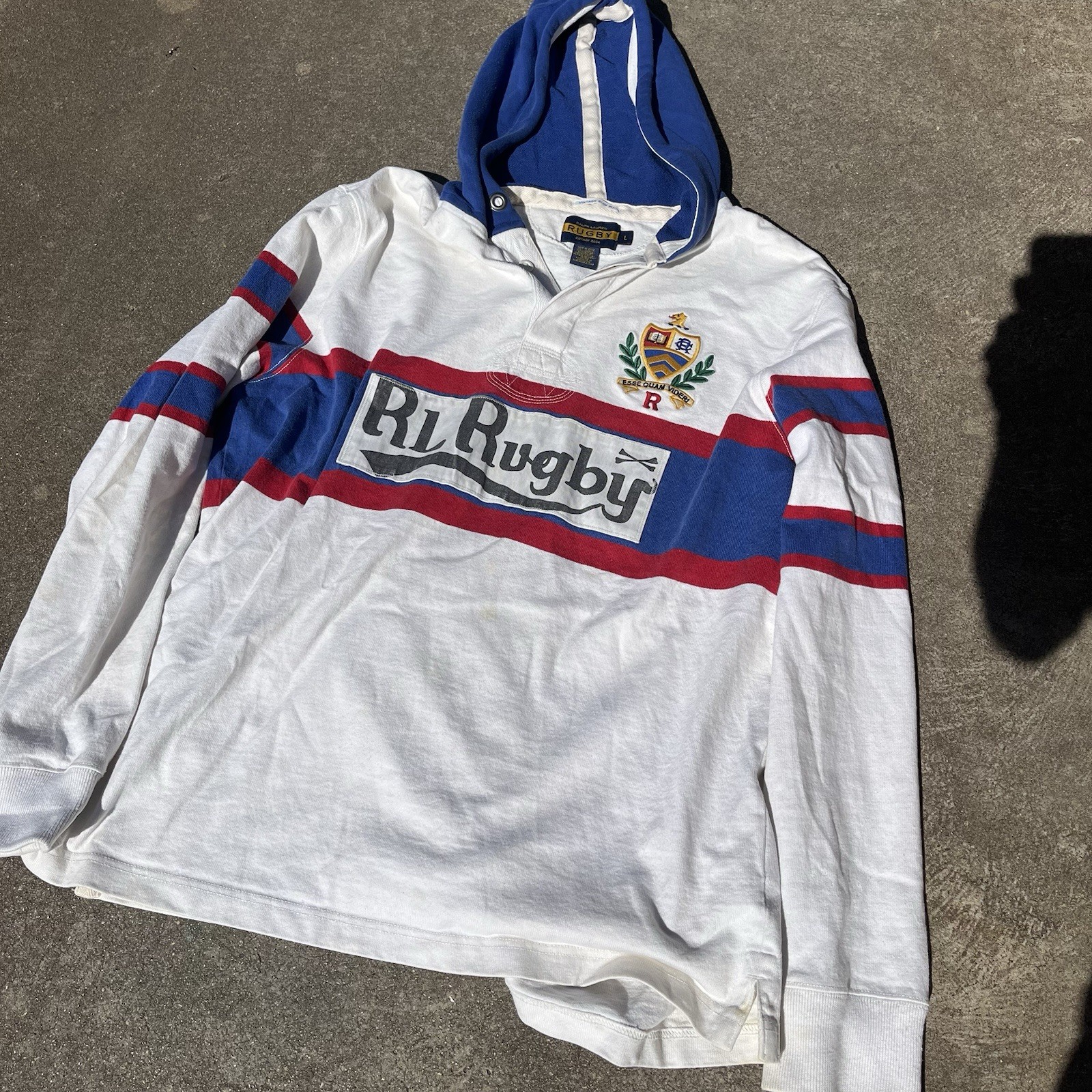 Polo Ralph Lauren Rugby Hooded Long Sleeve Size L Limited Edition Y2K Vintage 