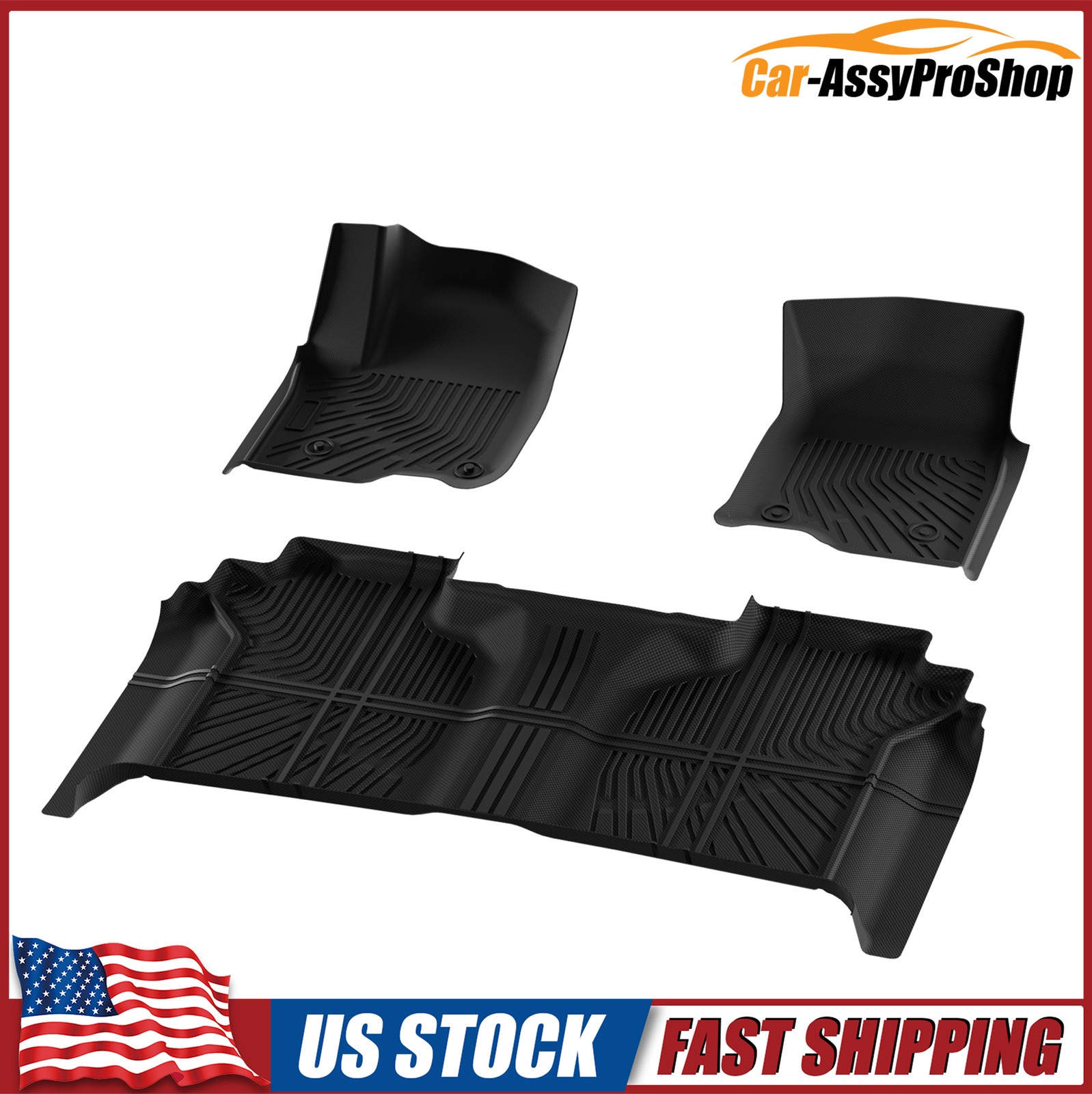 3PCS All-Weather Floor Mats For Chevrolet Silverado 1500/GMC Sierra 1500 2019-24