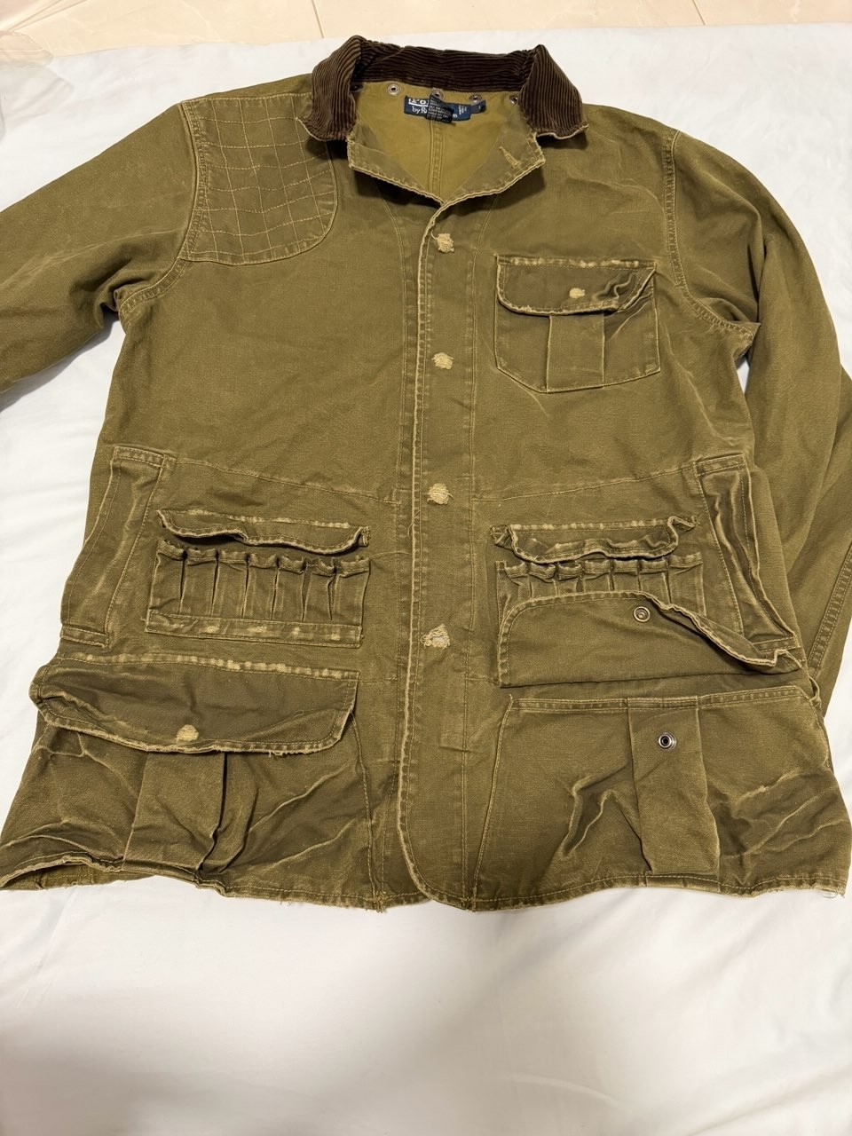 Polo Ralph Lauren Vintage Cotton Canvas Hunting Shooting Jacket Sz L AS IS