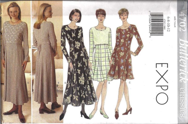 4702 Vintage UNCUT Butterick Pattern Expo Misses Loose Dress FF