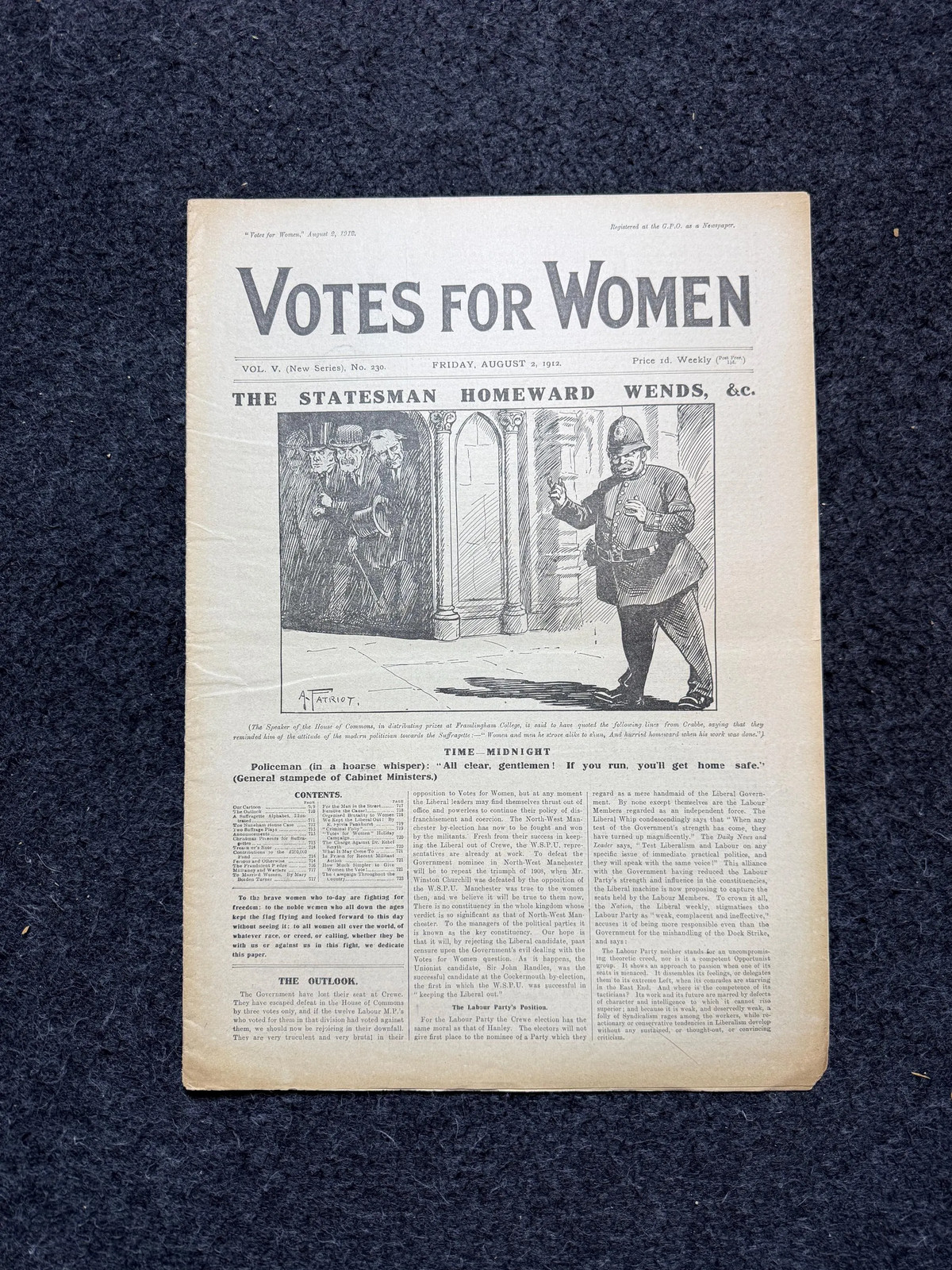 ORIGINAL 1912 Suffragist Feminist Newspaper, WSPU Votes for Women Civil Rights 