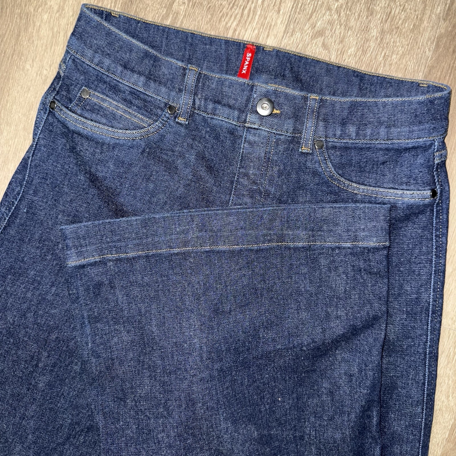 Spanx Super Wide Leg Jeans Raw Indigo Women’s Large Stretch SPANXshape High Rise Spanx Super Wide Leg Jeans Raw Indigo Women’s Large Stretch SPANXshape High Rise