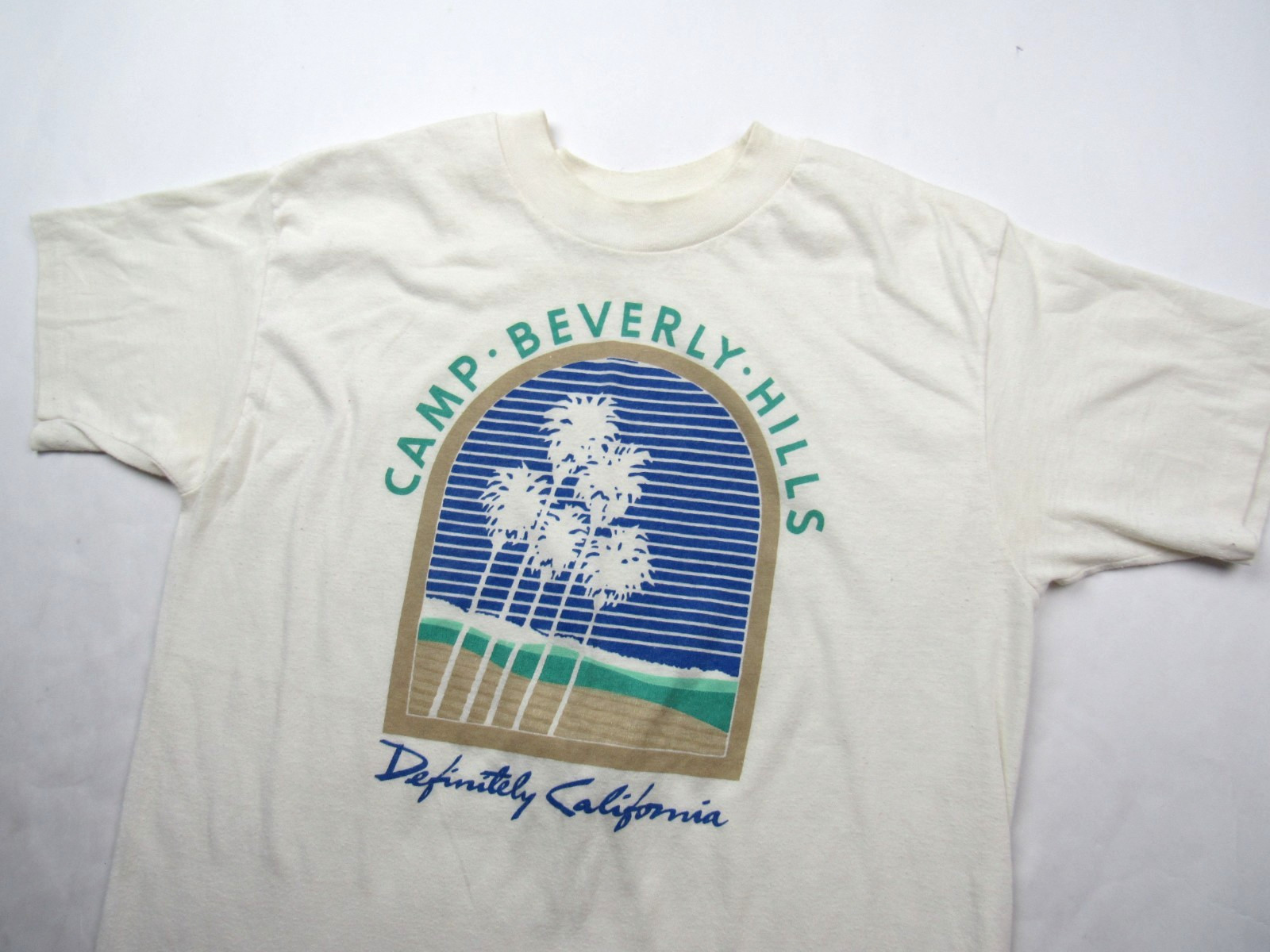 Vtg 1980s CAMP BEVERLY HILLS T Shirt Sz L USA Made Los Angeles Hollywood 80s 70s
