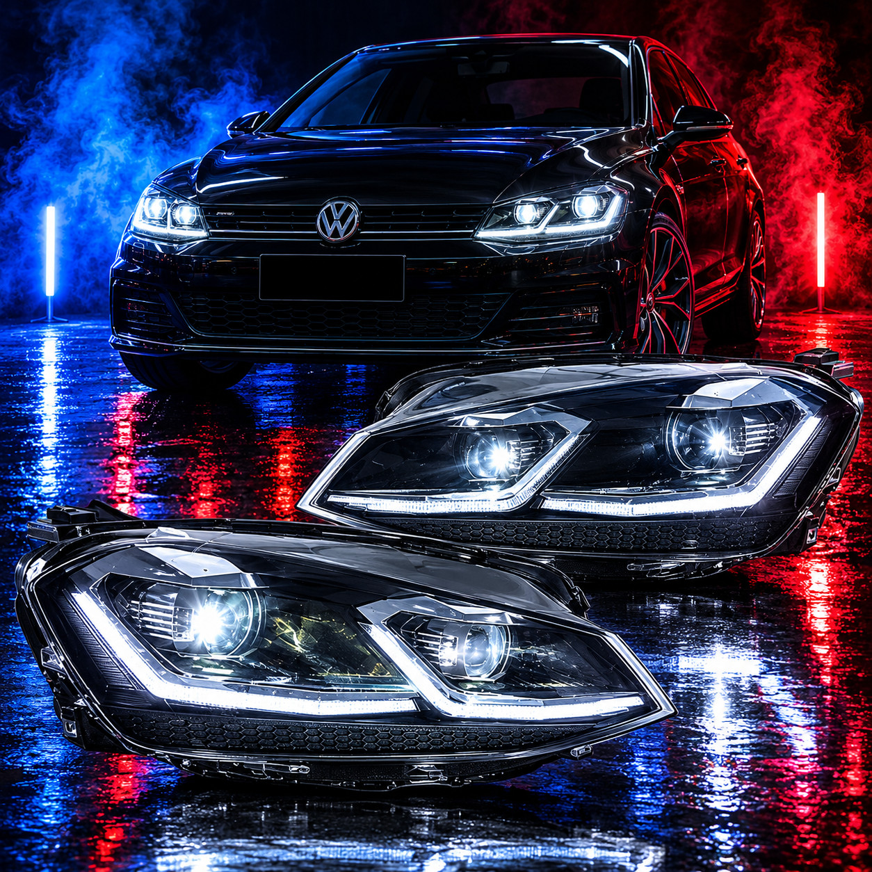 VLAND Dual Beam Projector Headlights For VW Golf 7.5 MK7.5 2017-22 W/Sequential