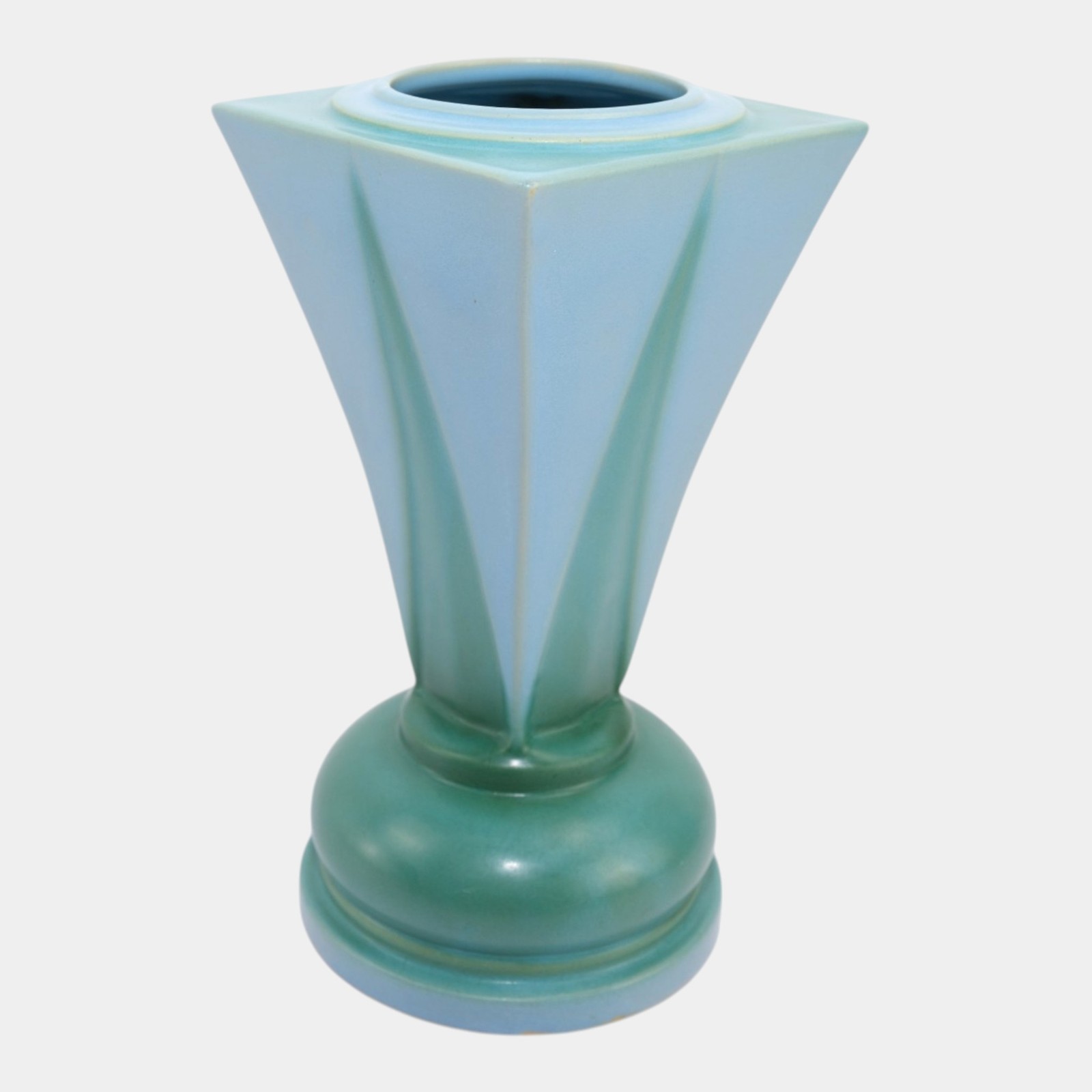 Roseville Futura Blue Green 1928 Vintage Deco Pottery Shooting Star Vase 392-10