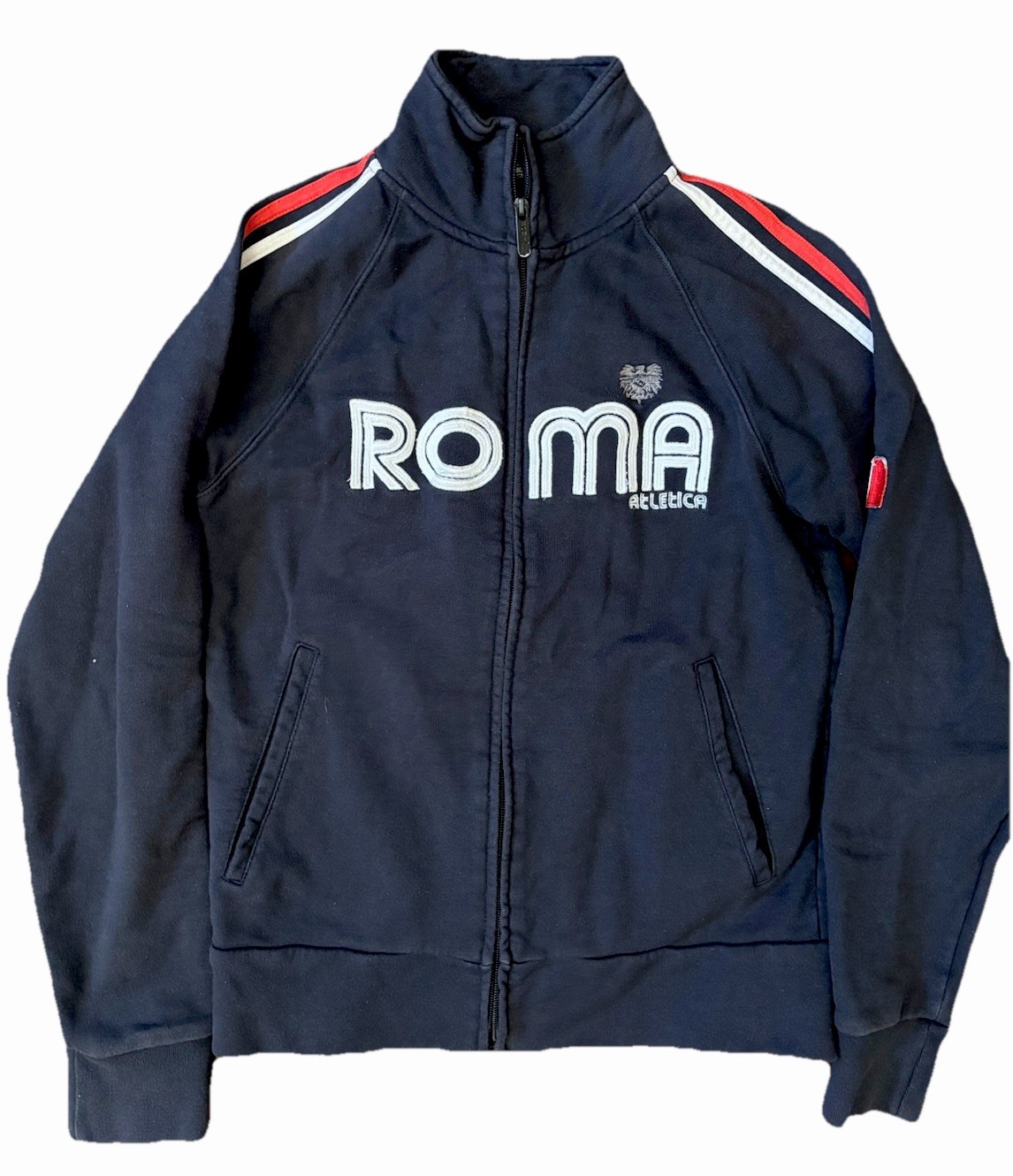VTG Roma Atletica Track Jacket Mens S Gray Striped Italy Futbol Soccer World Cup