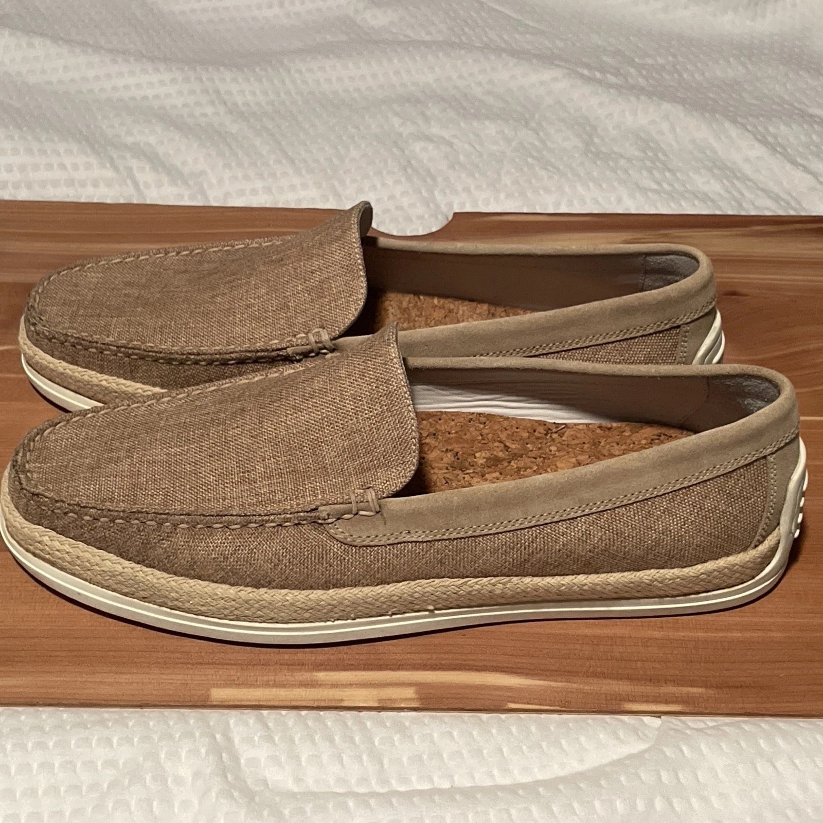 Martin Dingman Venetian Loafers Men’s Size 10 M Natural Tan Cotton Denim Shoe