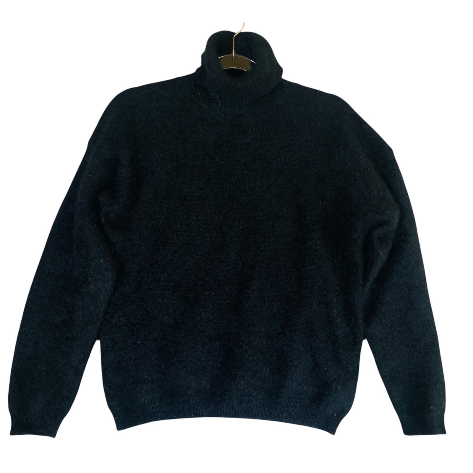Vintage 80s Creazioni Effeci Women Turtleneck Solid M Black Angora Blend Sweater