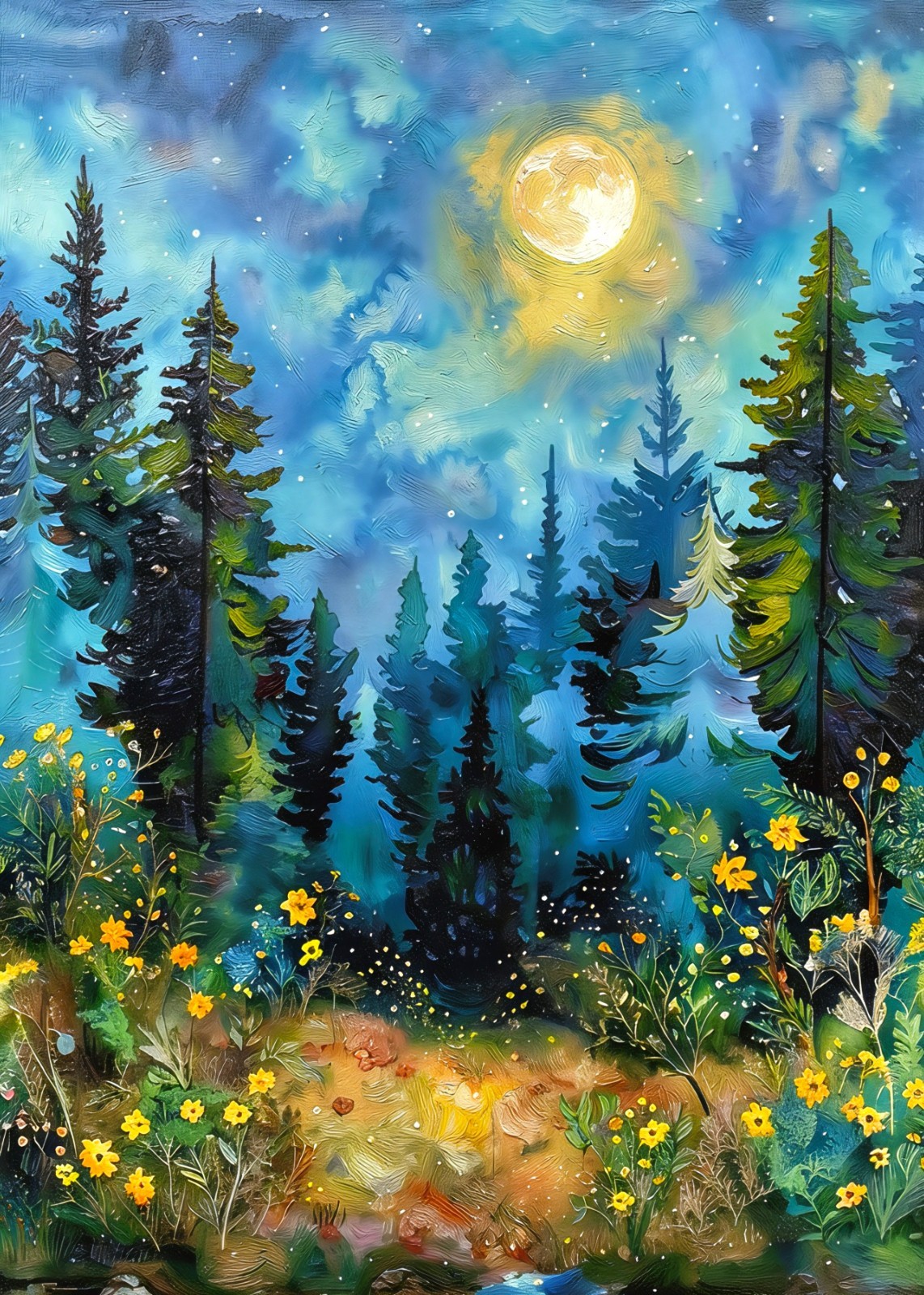 ACEO Artist Trading Card Landscape Art Print 2.5x3.5 ATC Mini Night Whispers ACEO Artist Trading Card Landscape Art Print 2.5x3.5 ATC Mini Night Whispers