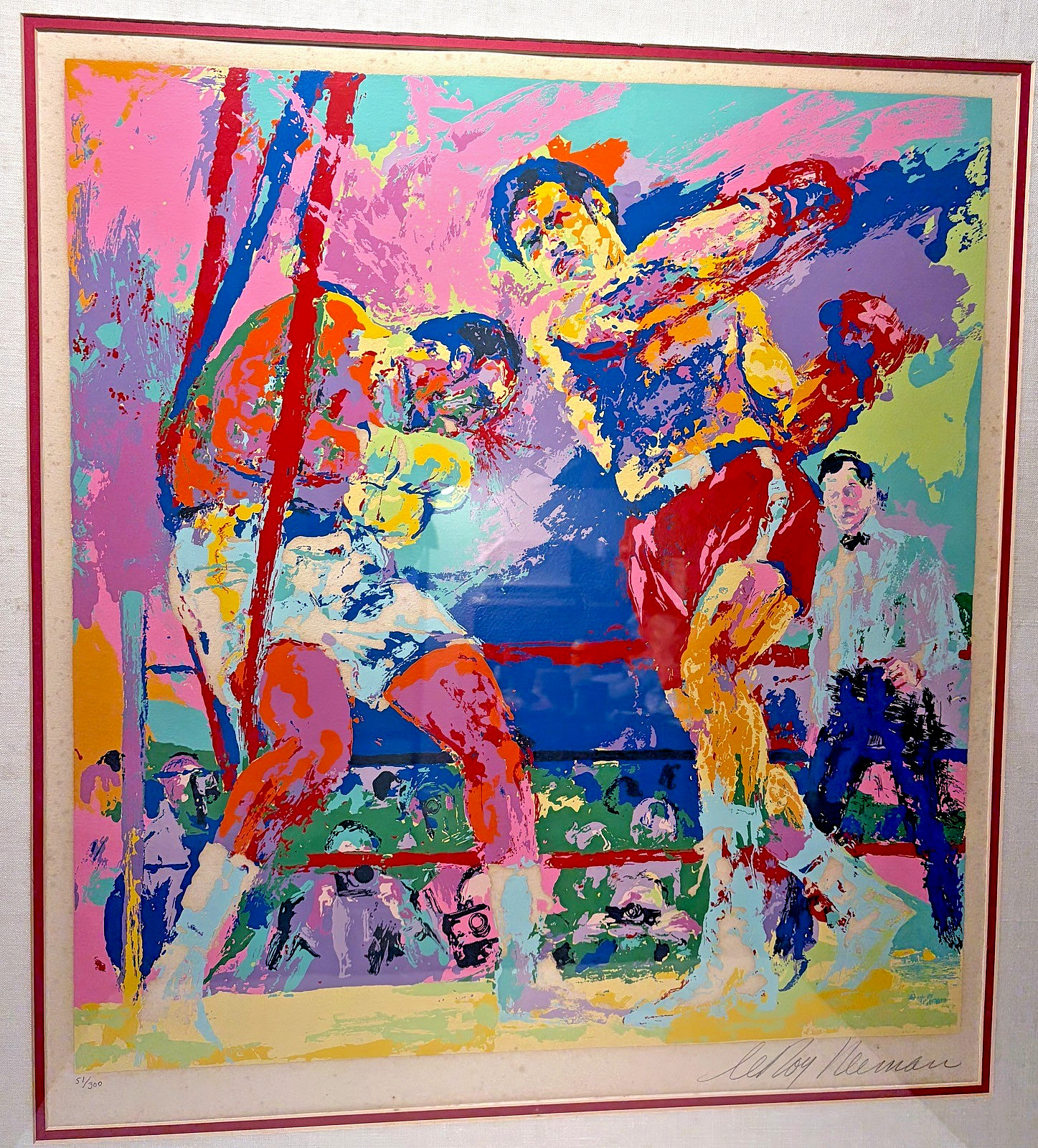 Original Leroy Neiman Frazier vs. Foreman Boxers Serigraph Print Pencil Signed