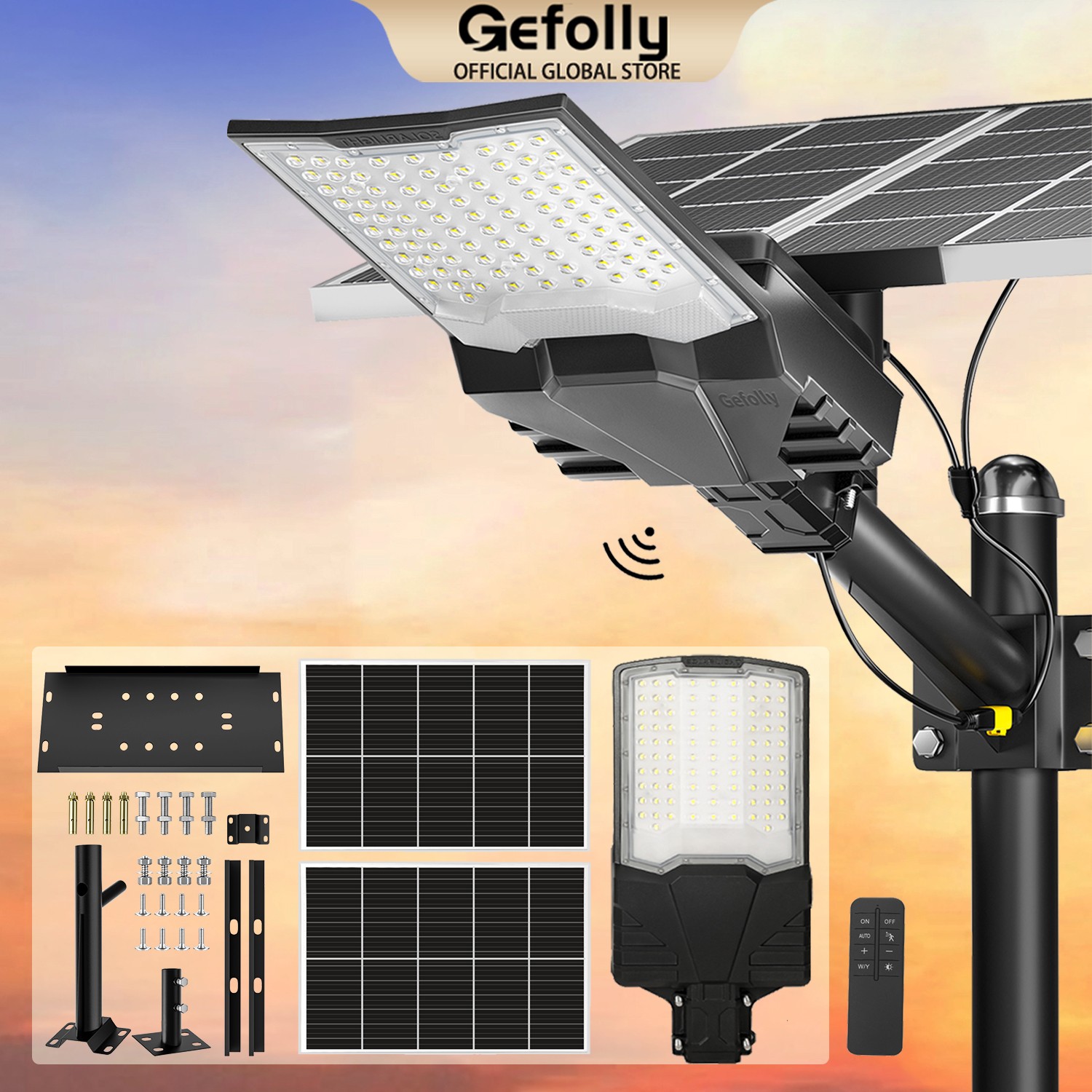 18000W Gefolly Commercial Super Large Solar Street Lights  Dusk to Dawn Outdoor