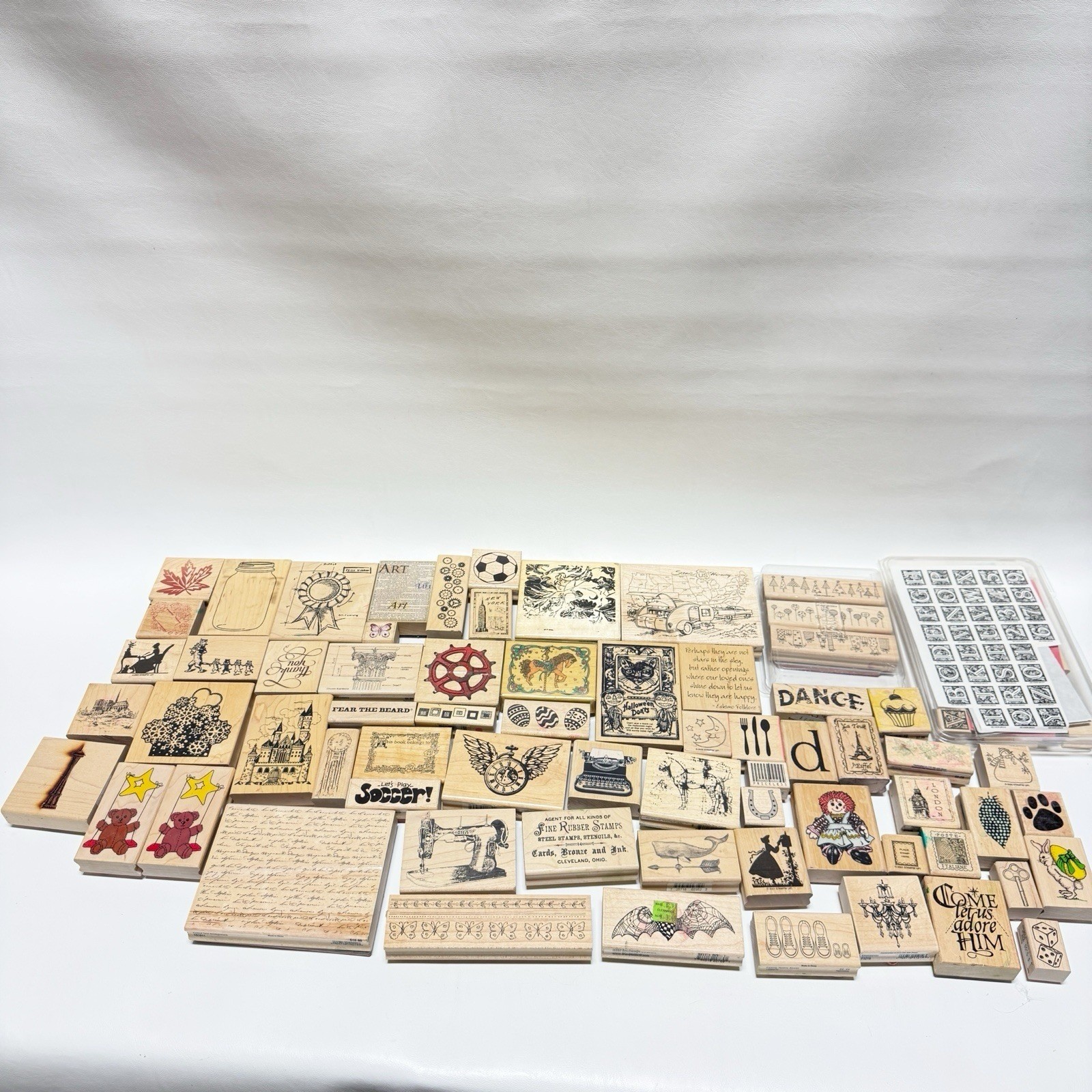 Vintage Wood Rubber Stamps Huge Lot New & Used 90+ Stamps Stampin Up Mixed Theme
