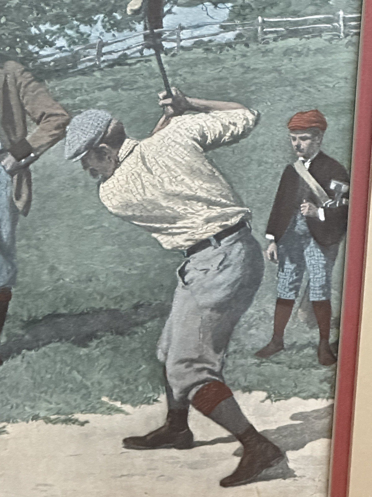 Vintage 1930s 40s Golf Artwork Art Print Framed Men Golfing Man Cave