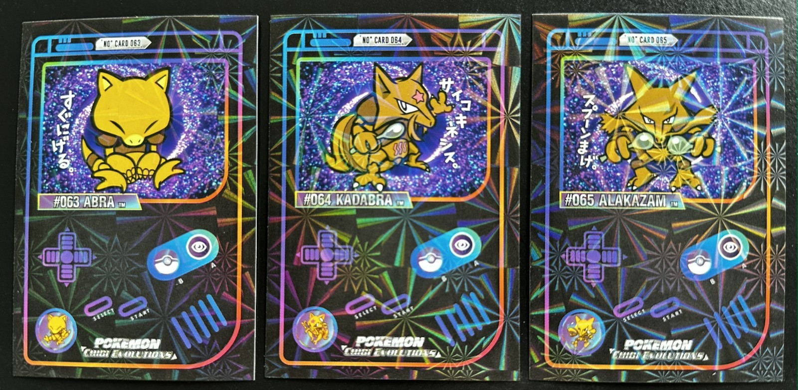 ABRA X KADABRA X ALAKAZAM LOT - POKEMON CHIBI EVOLUTIONS 2026 RETRO HOLO