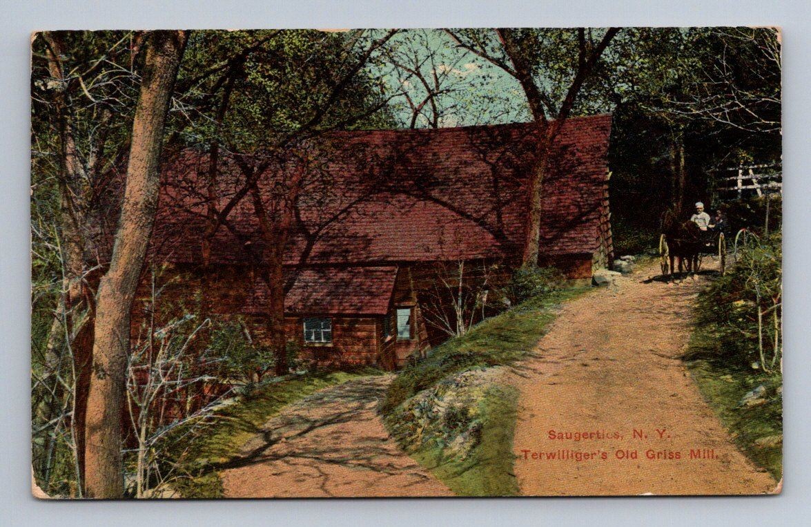 Antique New York Postcard SAUGERTIES Terwilligers Old Grist Mill 1912