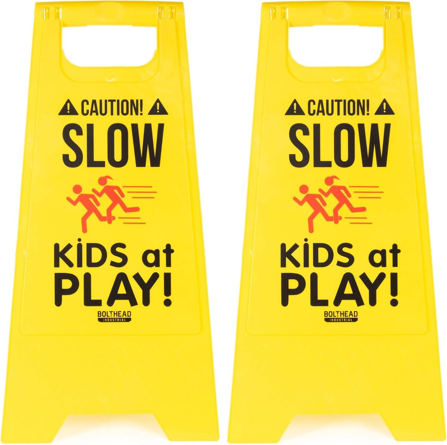 Pack of 2 Caution Slow Kids at Play Child Safety Double-Sided Sign Yellow Pack of 2 Caution Slow Kids at Play Child Safety Double-Sided Sign Yellow