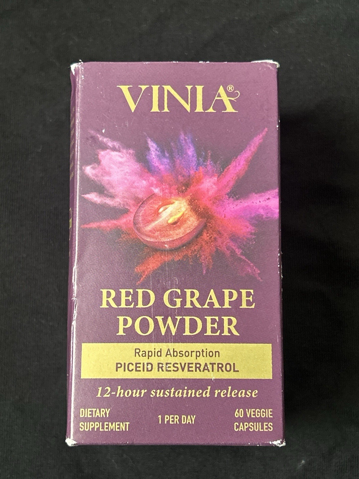 Vinia Red Grape Powder Rapid Absorption. 60 Veggie Capsules. Exp.10/26