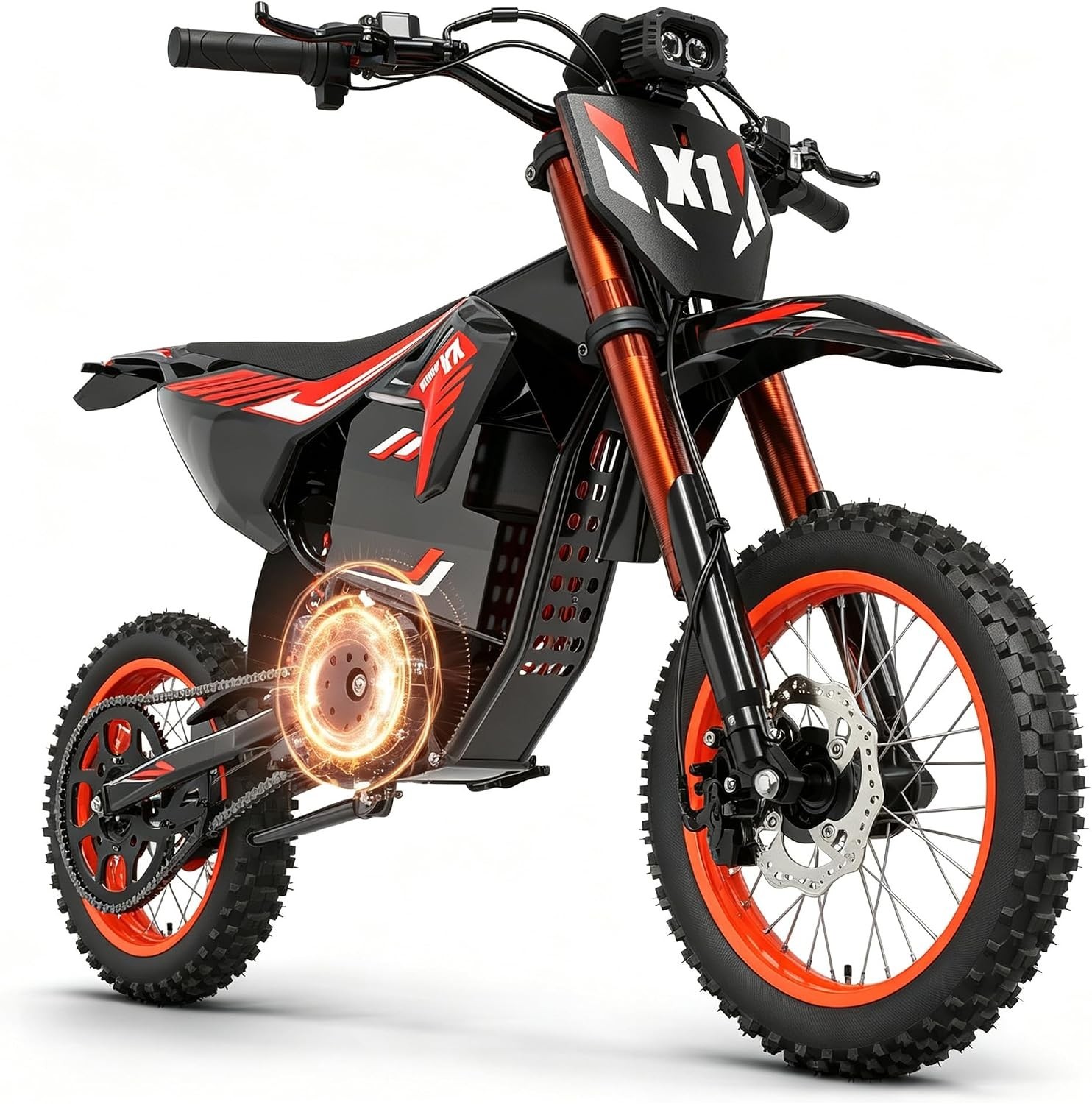 QRONGE Electric Dirt Bike 4500W Peak Electric Motorcycle 60V 28.8AH 50MPH X1-M