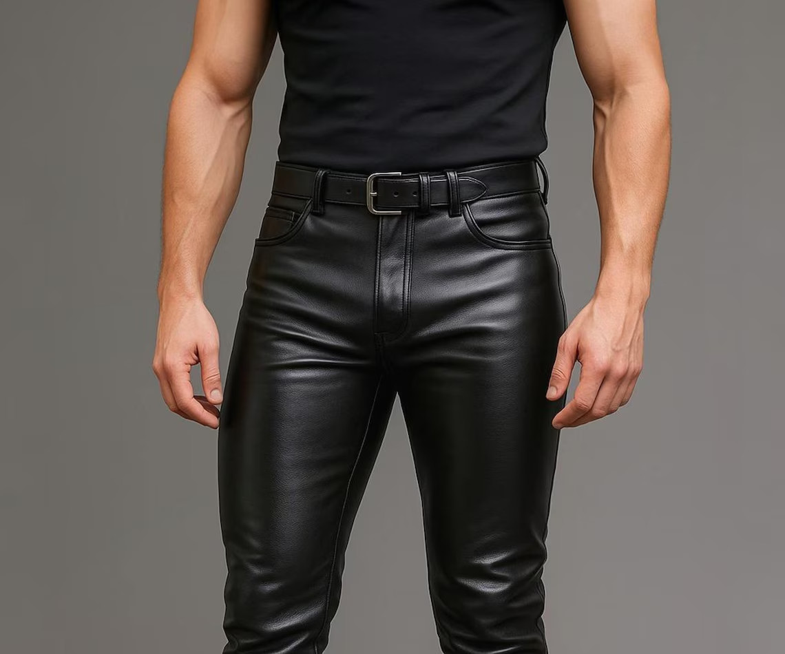 Handmade Men’s Genuine Sheep Leather Party Pants Slim Fit Real Leather Trousers Handmade Men’s Genuine Sheep Leather Party Pants Slim Fit Real Leather Trousers