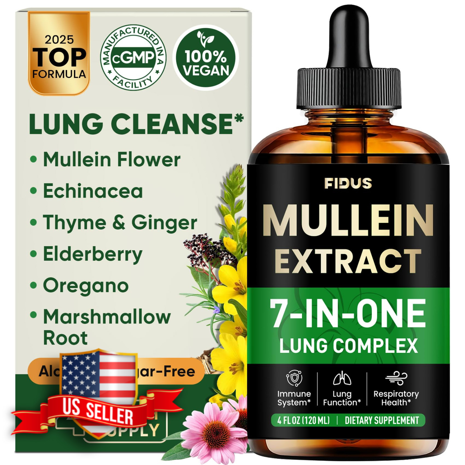 Mullein Lung Support Drops Alcohol Free 120 Servings