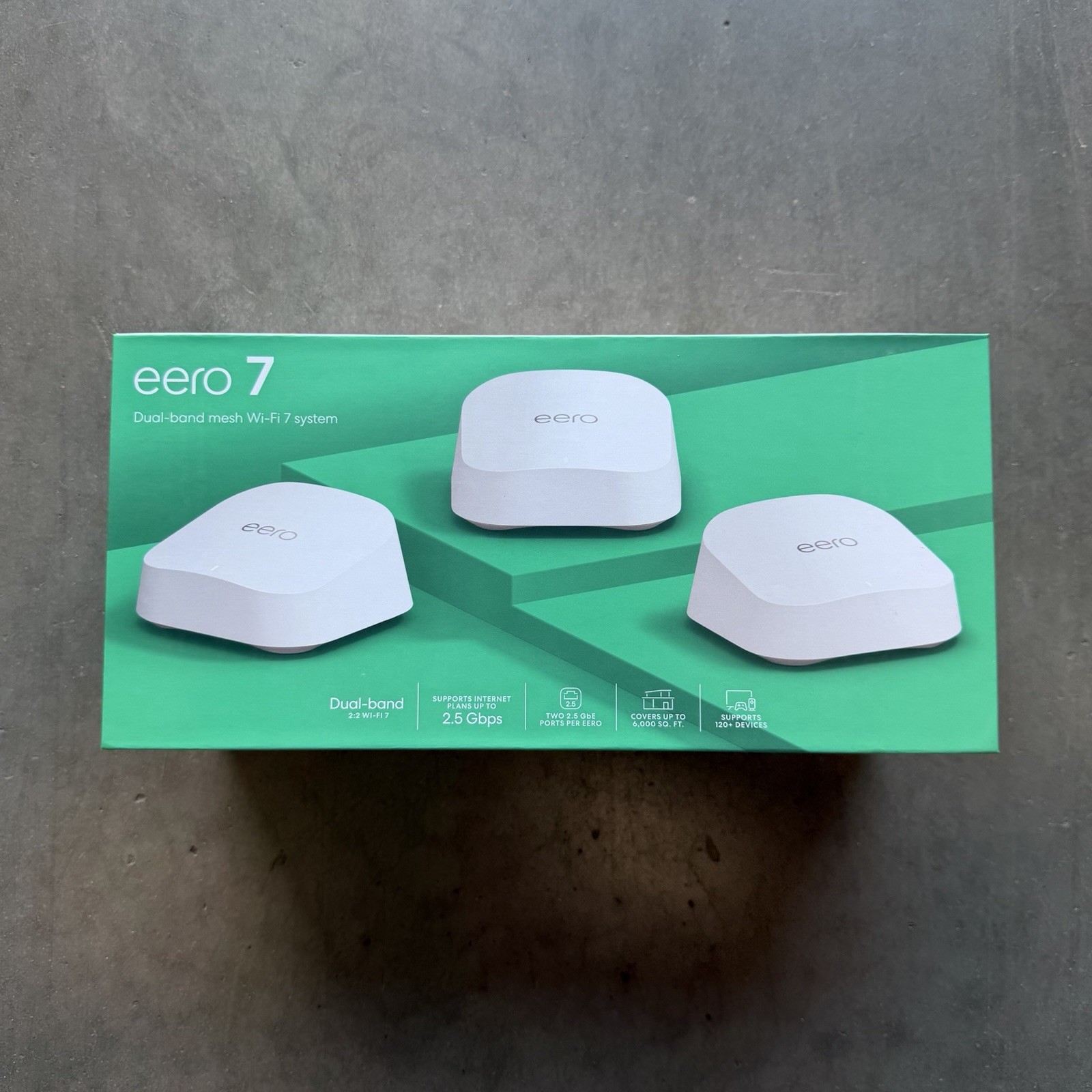 eero 7 Dual-Band MESH WI-FI SYSTEM (3-Pack), Up to 2.5Gbps, 6,000 sq.ft - White