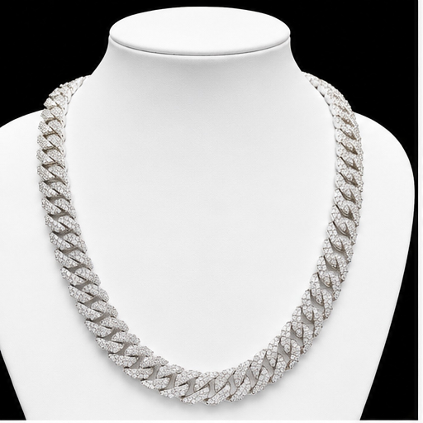 24” 3 Row Moissanite Cuban Link Chain in 925 Sterling Silver 24” 3 Row Moissanite Cuban Link Chain in 925 Sterling Silver