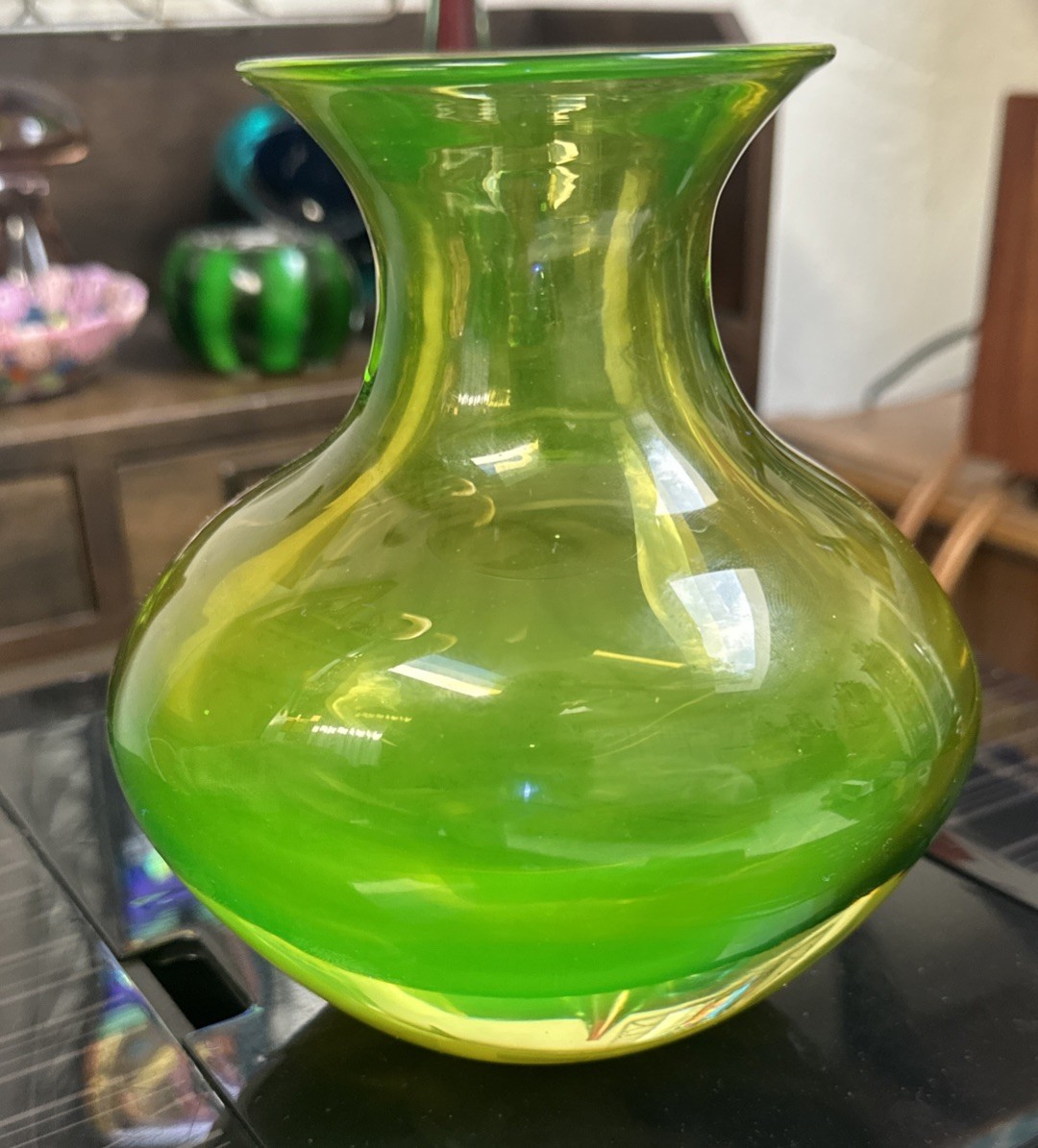 Flavio Poli Cenedese Vaseline Vase Murano Flavio Poli Cenedese Vaseline Vase Murano