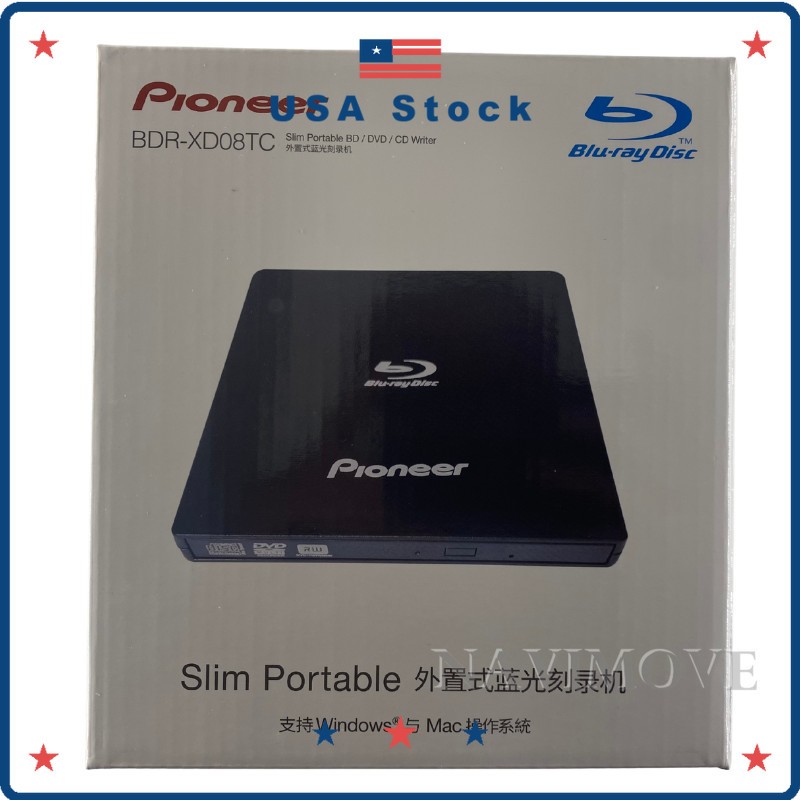 BDR-XD08TC Pioneer External Blu-ray BD/DVD/CD Burner USB 3.0 for Windows & Mac