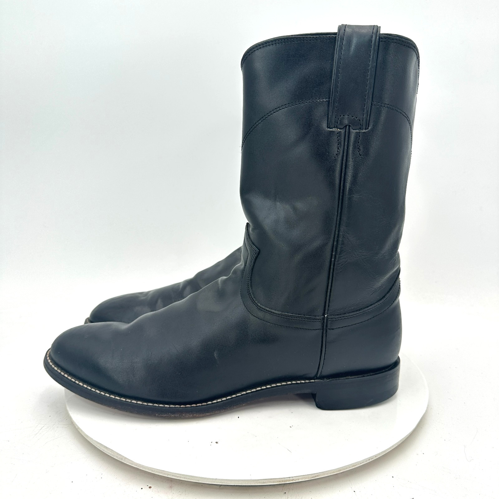 Justin Jackson Men Size 10D 3133 Black Leather Round Toe Roper Casual Boot Justin Jackson Men Size 10D 3133 Black Leather Round Toe Roper Casual Boot