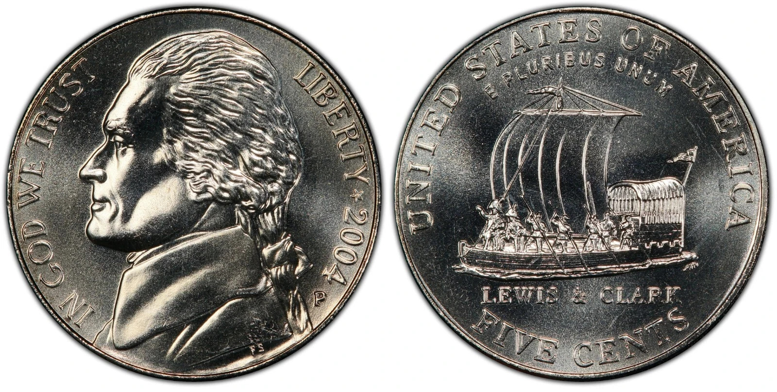 2004 P D Uncirculated Keelboat NICKEL(2 COINS) 2004 P D Uncirculated Keelboat NICKEL(2 COINS)