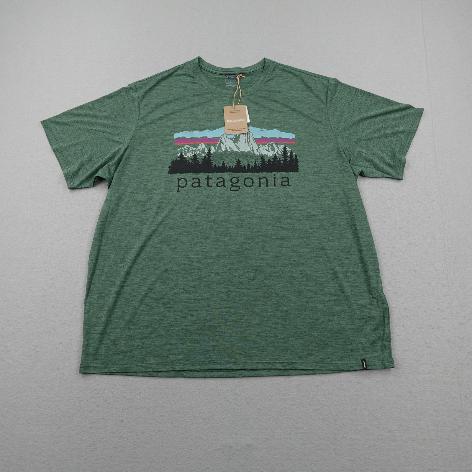Patagonia Shirt Mens 2XL Green Capilene Cool Daily Fitz Roy Foothills Trail NEW