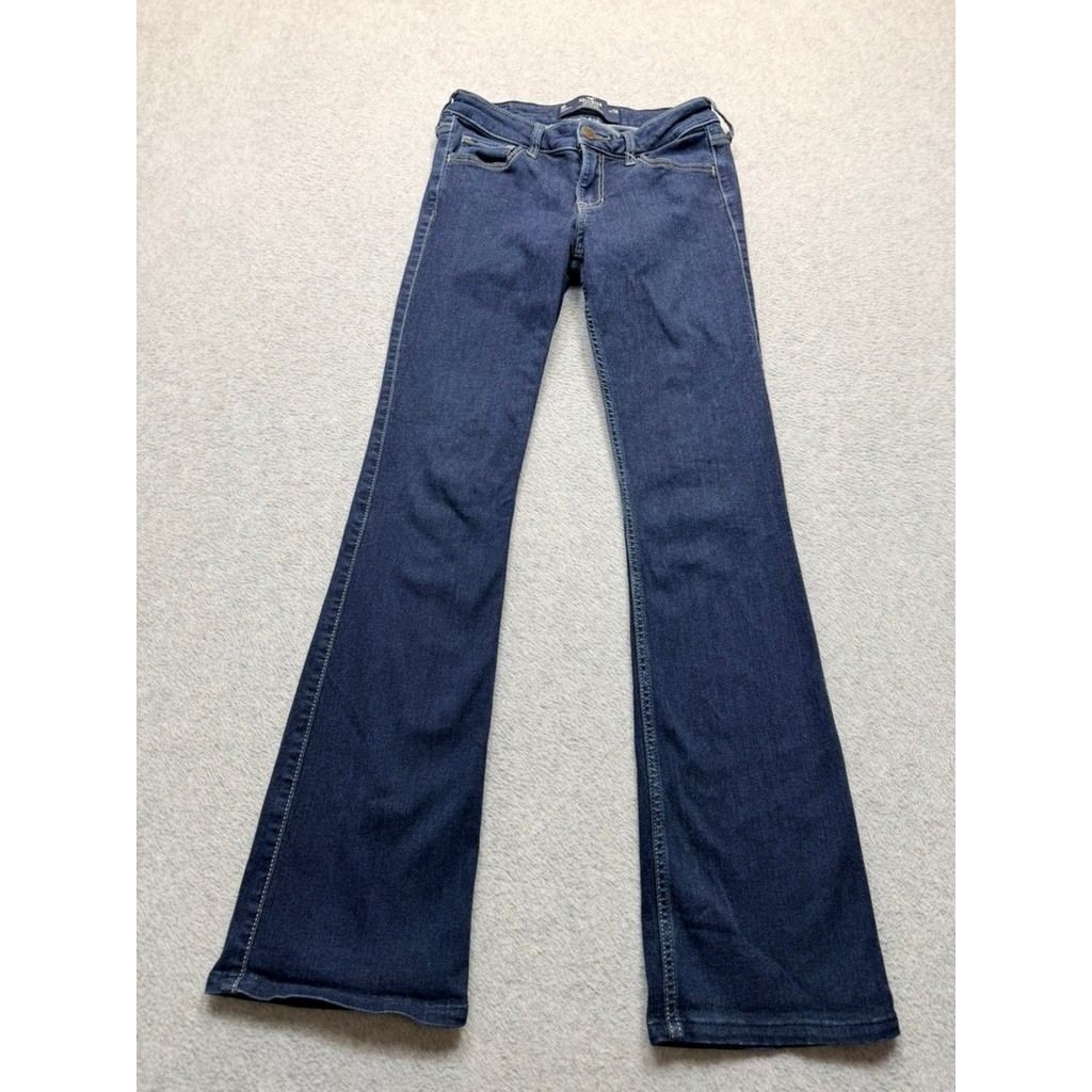 Hollister Womens Low Rise Flare Jeans Dark Wash Denim Size 0R 25 Y2K Boho