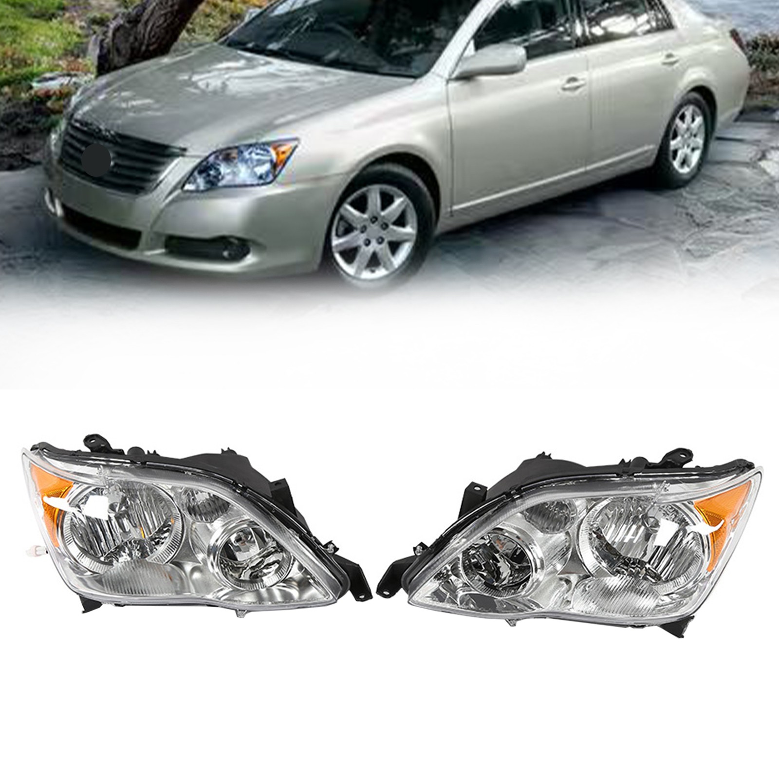 Fit Toyota Avalon 2008-2010 HID Headlights Headlamps Chrome Left＋Right Side