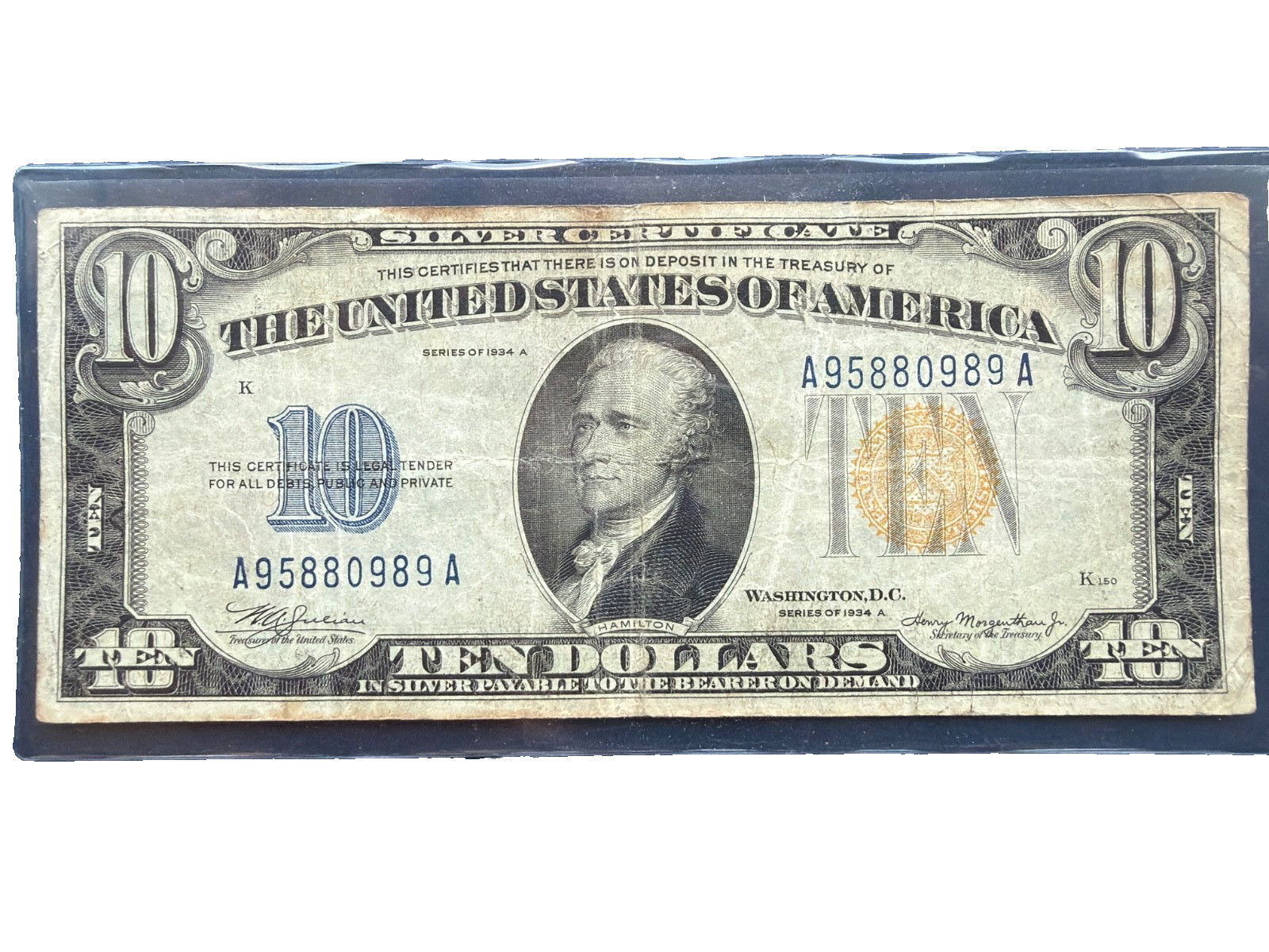 1934 A $10 Ten Dollar NORTH AFRICA Emergency Issue Silver Certificate Note