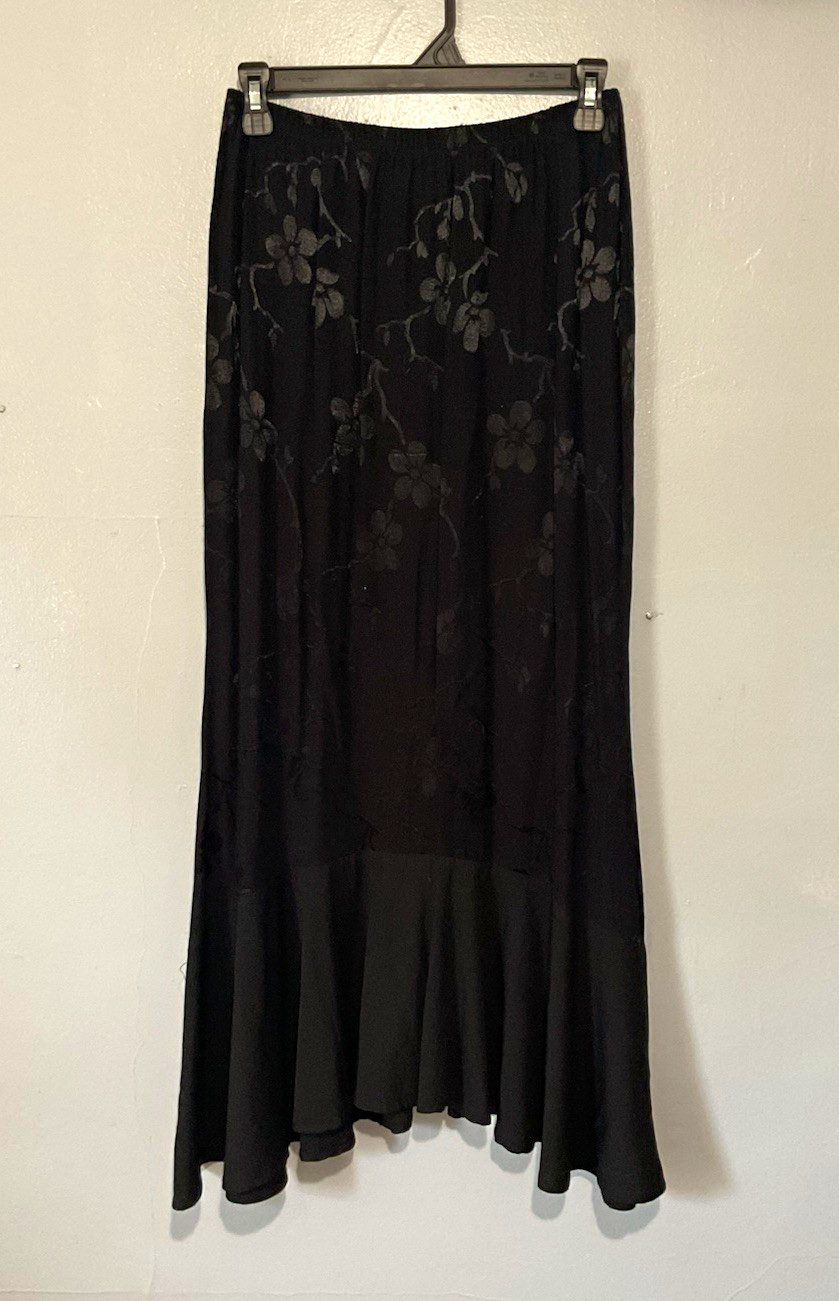 Vintage Spencer Alexis Women\'s Black Floral Maxi Mermaid Skirt S Elastic Waist Vintage Spencer Alexis Women\'s Black Floral Maxi Mermaid Skirt S Elastic Waist