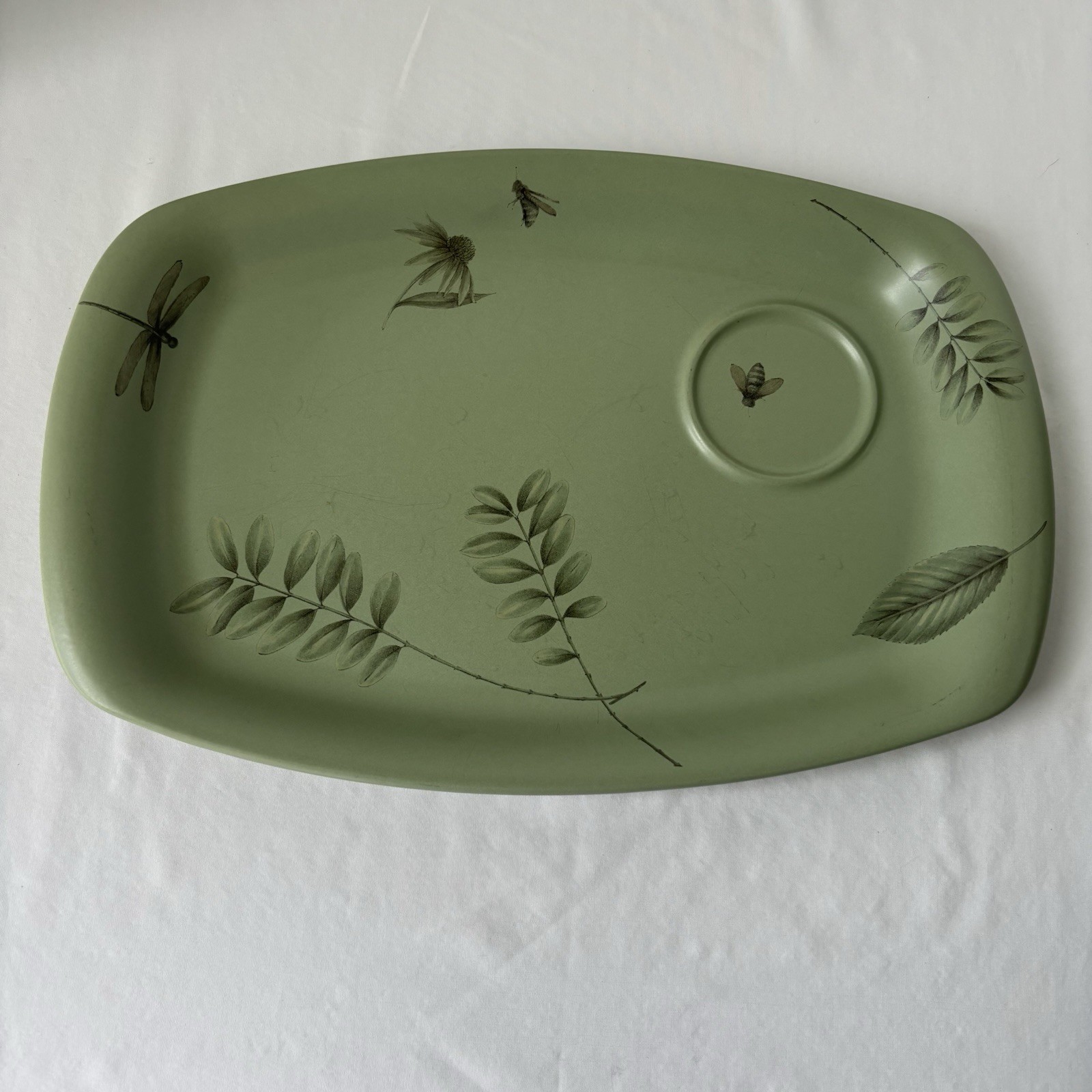 Vintage Pfaltzgraff Portfolio Naturewood Green Serving Tray Stoneware Vintage Pfaltzgraff Portfolio Naturewood Green Serving Tray Stoneware