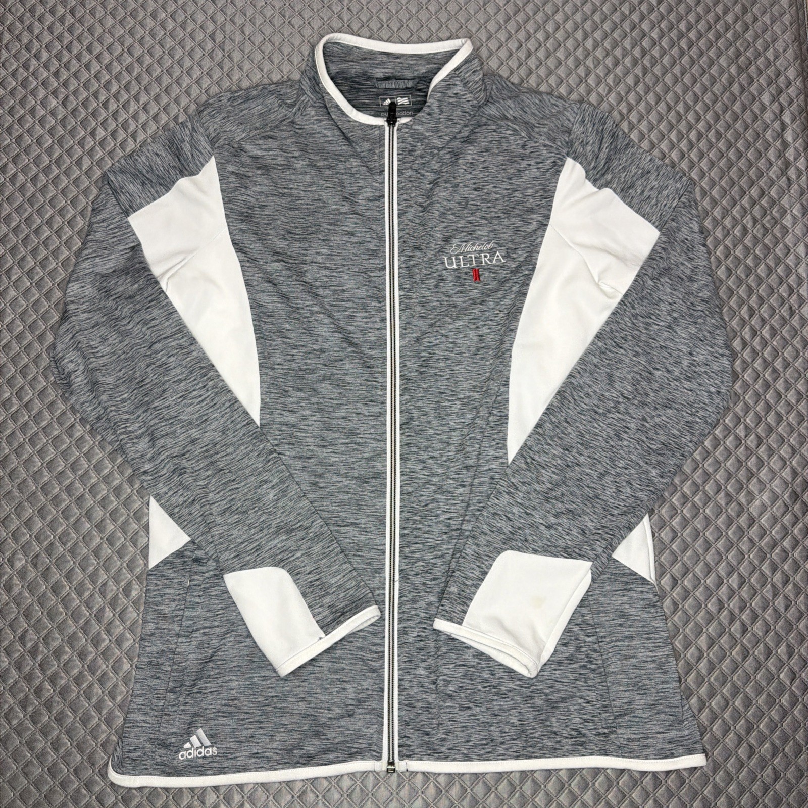Adidas Golf Puremotion Michelob Ultra Full Zip Jacket Gray White Size L