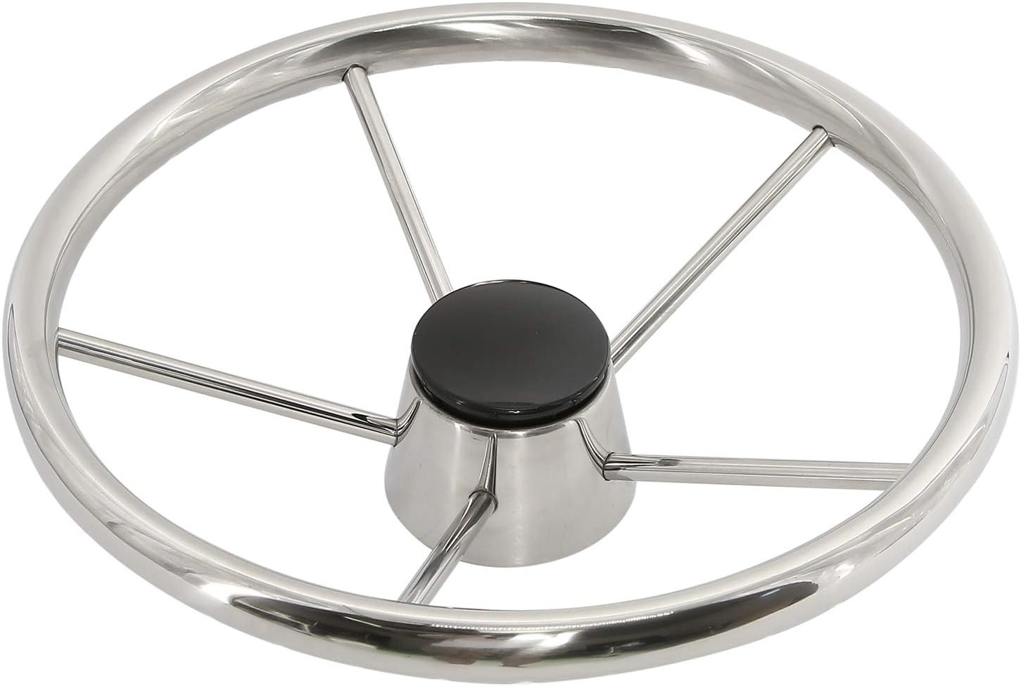 13-1/2 Inch 5-Spoke Destroyer Style Stainless Steel Boat Steering Wheel 13-1/2 Inch 5-Spoke Destroyer Style Stainless Steel Boat Steering Wheel