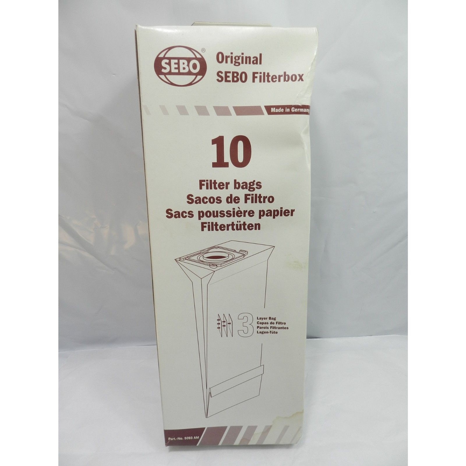 SEBO 5093AM Filterbox Upright Vacuum Bags 10 Pack  (T70K)